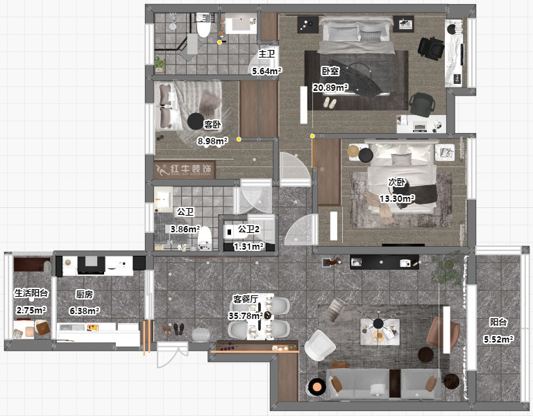 劉小勇|武夷商城2-401-138㎡-現(xiàn)代風(fēng)格|3室2廳2衛(wèi)|老房裝修|定制家¥180000|全包18