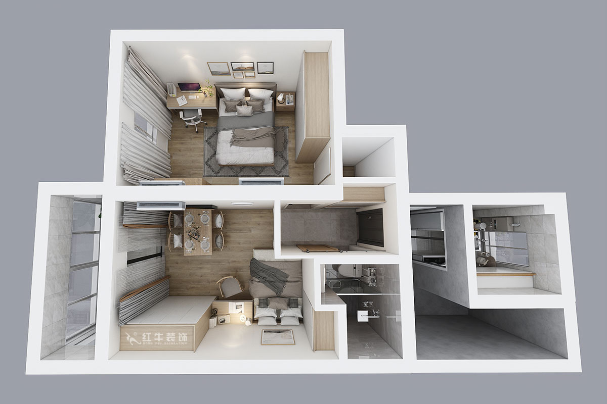 賈庭｜木匠營123號(hào)605室-50㎡-現(xiàn)代風(fēng)格｜2室0廳1廚1衛(wèi)｜老房裝修｜定制家￥83400｜全包8