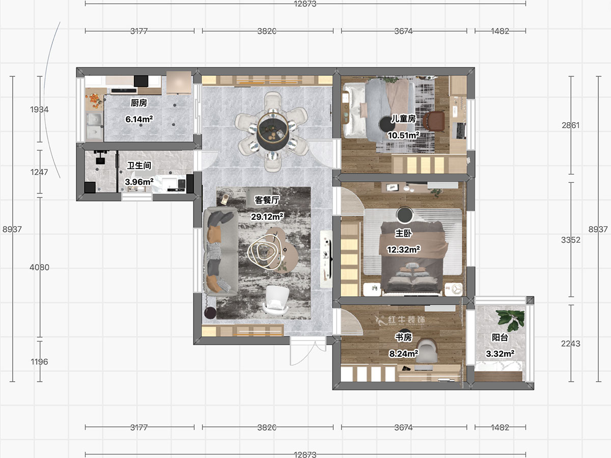 顧娟|中和橋30號78-2-303-93㎡-北歐風(fēng)格|3室2廳1衛(wèi)|舊房裝修|定制家¥118000|全包12