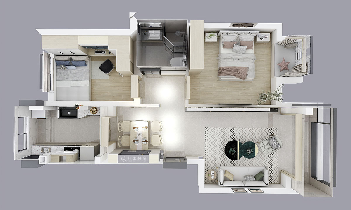 朱明琪|遠(yuǎn)拓橡樹城12-3-505-85㎡-現(xiàn)代簡(jiǎn)約風(fēng)格|3室2廳1衛(wèi)|新房裝修|定制家¥120106|全包12萬|00_04鳥瞰圖