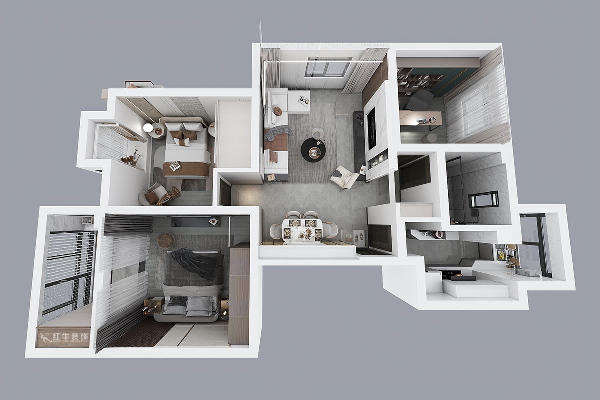 朱明琪|亞都天元居9-1004-113㎡-現(xiàn)代簡(jiǎn)約風(fēng)格|3室1廳1衛(wèi)|老房翻新|定制家¥161800|全包15萬(wàn)|00_05鳥(niǎo)瞰圖