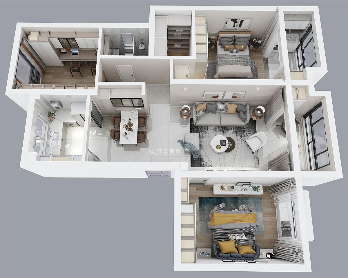 顧娟｜中和橋30號31-2-1404-120㎡-現(xiàn)代簡約風(fēng)格｜3室2廳2衛(wèi)｜新房裝修｜定制家￥137800｜全包16