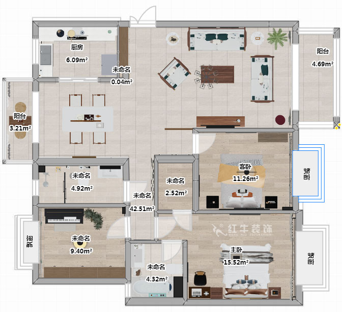 蔣?。愀窭锢瓥|苑6-302-130㎡-新中式風(fēng)格｜3室2廳2衛(wèi)｜舊房裝修｜定制家￥158973｜全包19萬｜00_03平面彩圖