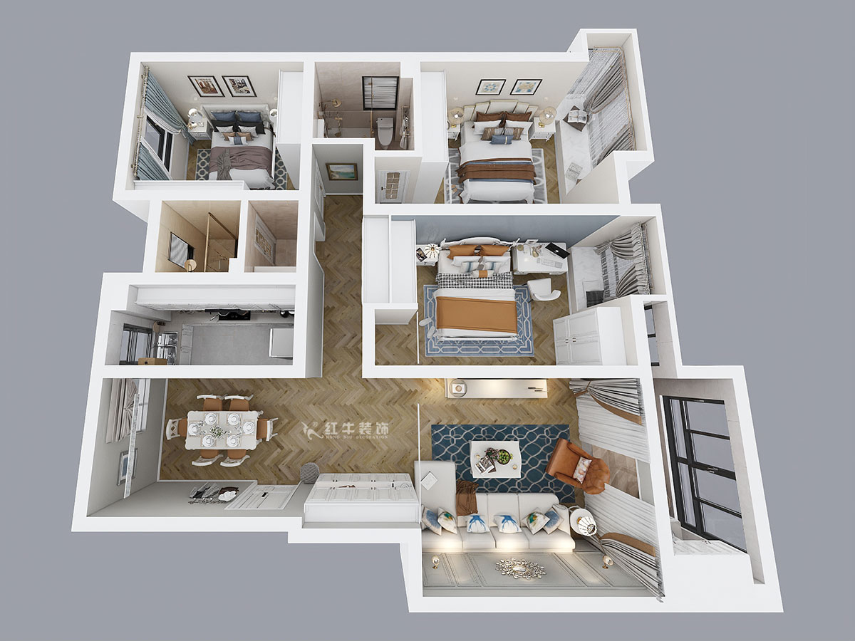 劉萍萍|紫金佳苑11-801-130㎡-簡歐風格|4室2廳2衛(wèi)|老房裝修|定制家¥183694|全包18