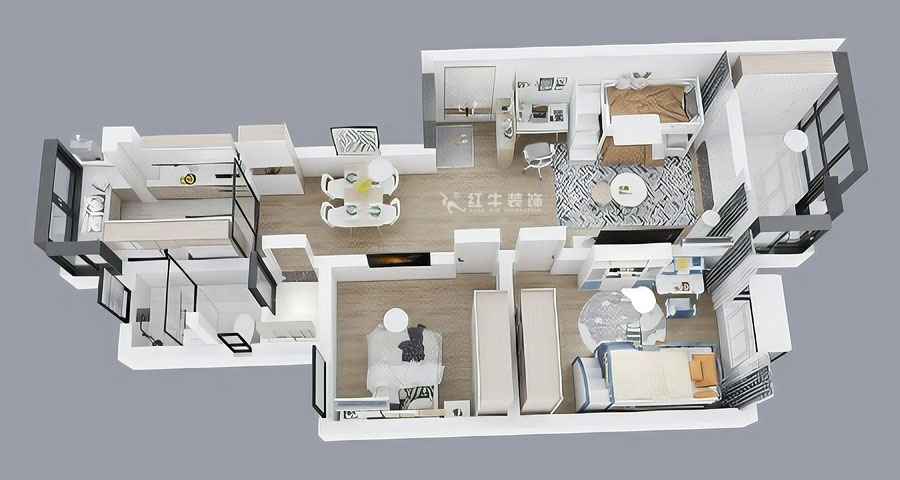 朱彥|廣廈嘉苑8-1-202-85㎡-簡約風格|2室2廳1衛(wèi)|老房裝修|定制家|全包12萬|00_04鳥瞰圖半墻