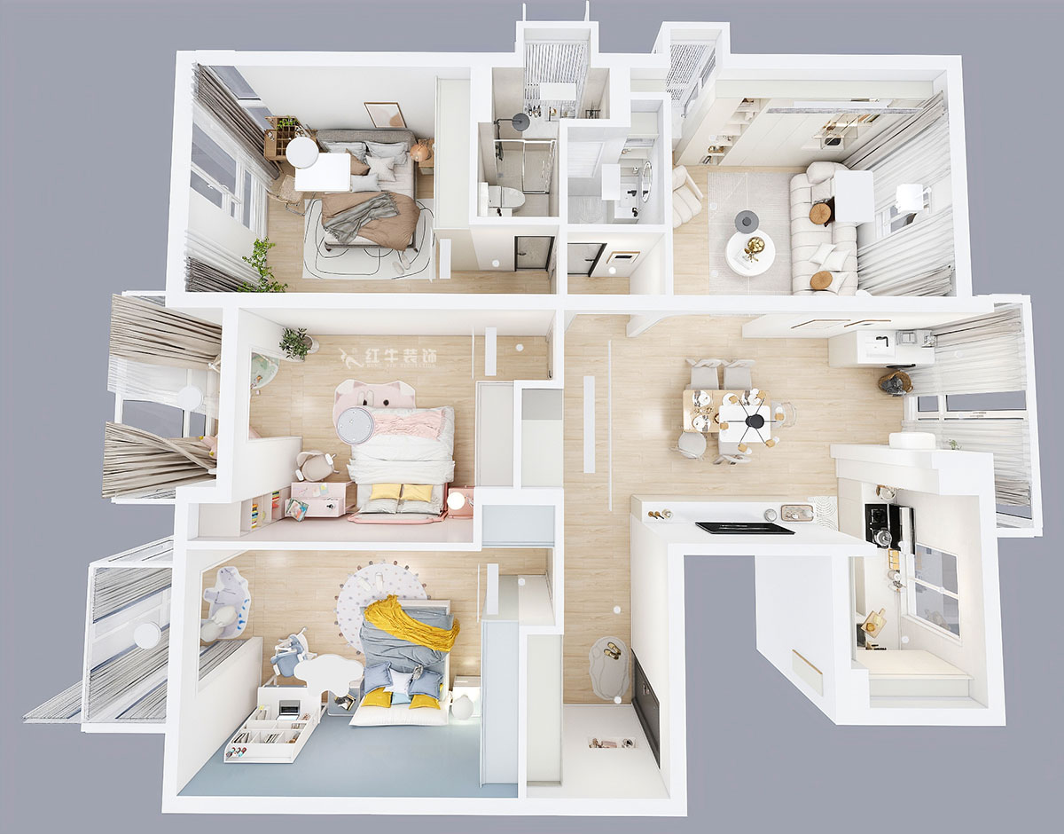 朱彥|仁恒翠竹園26-204-130㎡-簡(jiǎn)約風(fēng)格|3室2廳2衛(wèi)|老房裝修|定制家|全包20萬(wàn)|00_04鳥瞰圖