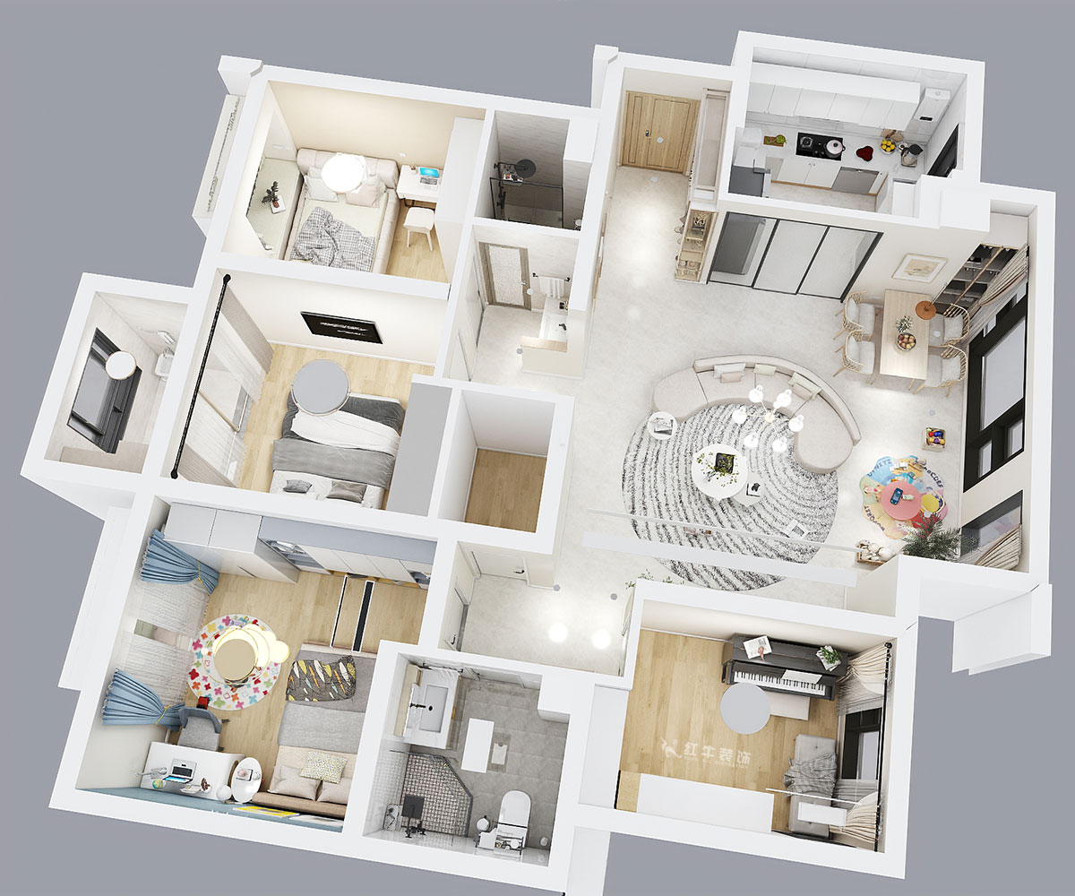 魏利利|萬達(dá)茂御湖世家二期7-1905-131㎡-現(xiàn)代簡約風(fēng)格|4室2廳2衛(wèi)|毛坯房裝修|定制家|全包17萬|00_04鳥瞰圖