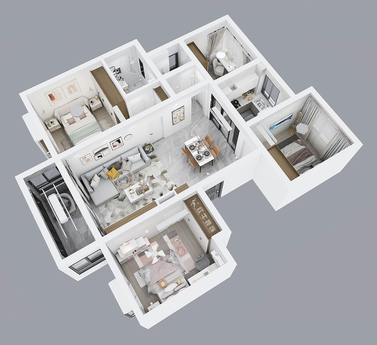 吳波｜紅豆香江華庭3-802-105㎡-現(xiàn)代風(fēng)格｜4室2廳2衛(wèi)｜新房裝修｜定制家｜全包13