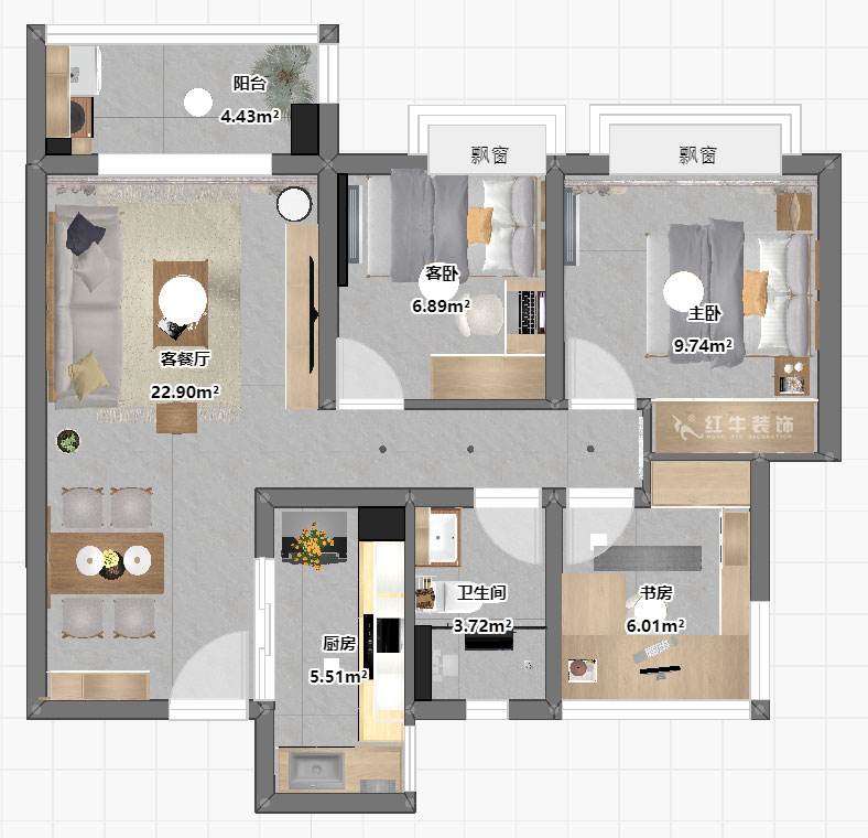仇美蓉｜保利西江月5-2-3006-86㎡-簡(jiǎn)約風(fēng)格｜2室2廳1衛(wèi)｜新房裝修｜半包｜半包6