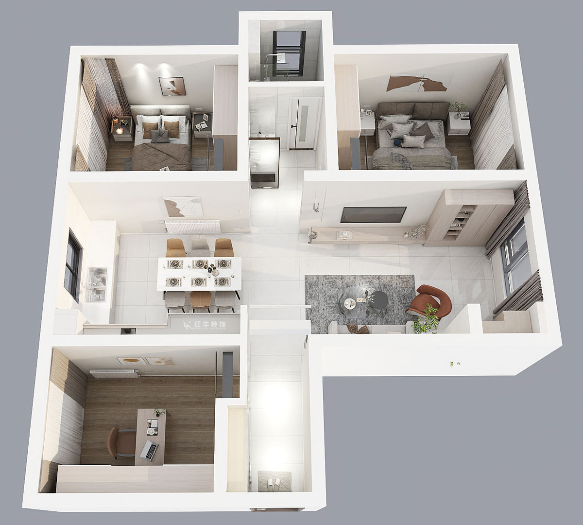 劉曉芳｜保利國(guó)際社區(qū)-8-1904-95㎡-現(xiàn)代風(fēng)格｜3室2廳1衛(wèi)｜老房裝修｜定制家｜全包12