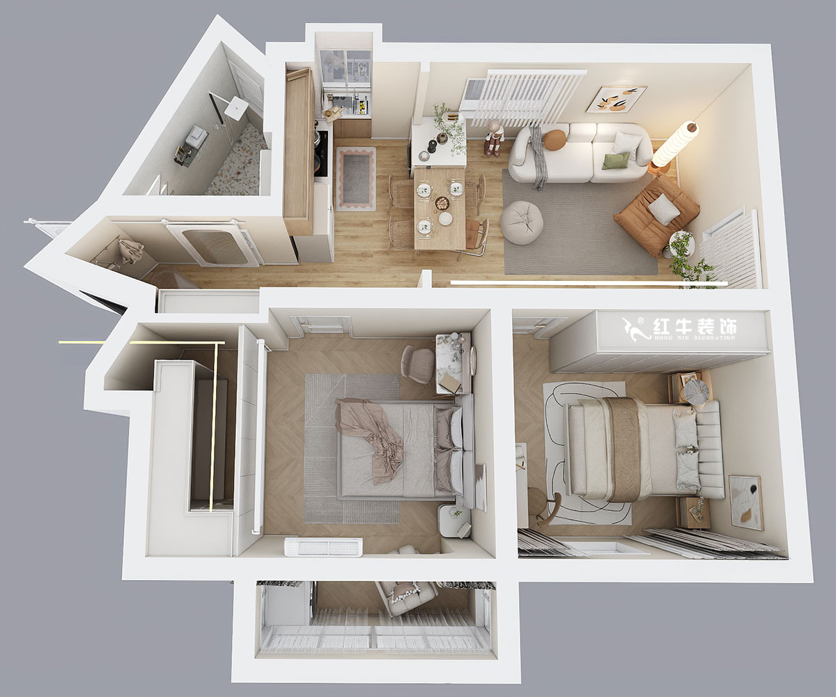 朱明琪|瑞金新村23-504-1902-69㎡-現(xiàn)代簡約風(fēng)格|2室1廳1衛(wèi)|老房翻新|定制家|全包12萬|00_05鳥瞰圖