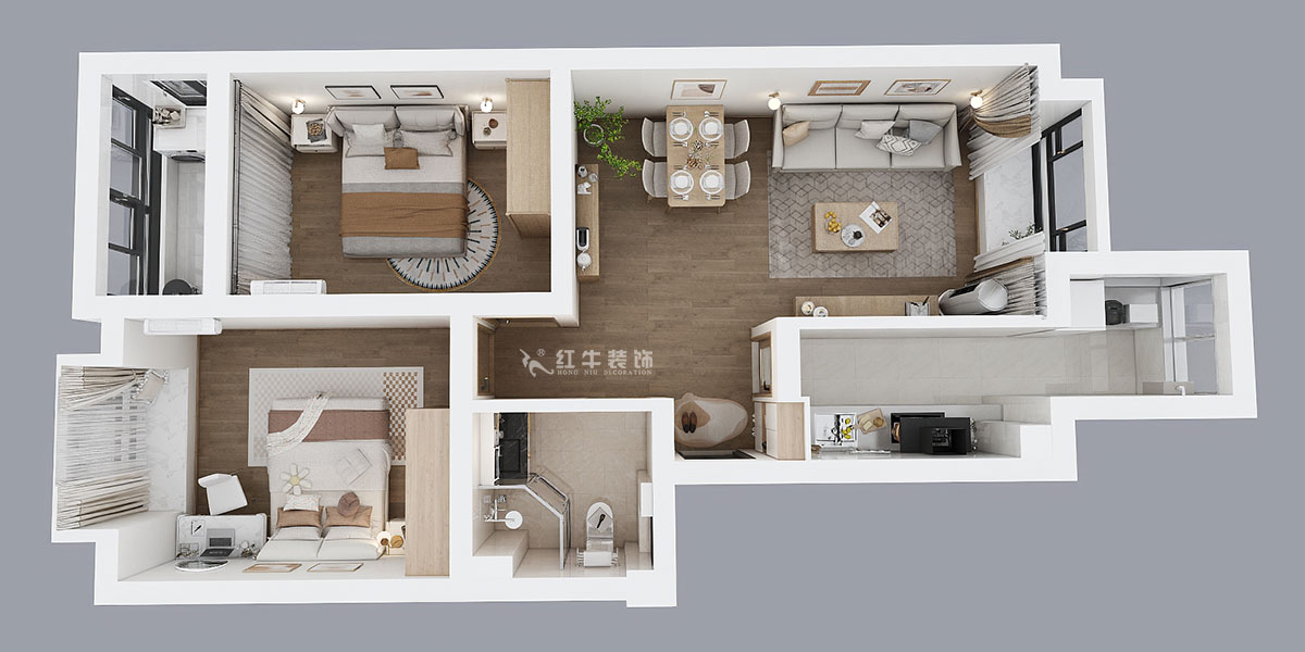 劉小勇|燕禾園10-3-1002-82㎡-現(xiàn)代簡約風(fēng)格|2室2廳1衛(wèi)|老房裝修|定制家|全包11萬|00_04鳥瞰圖