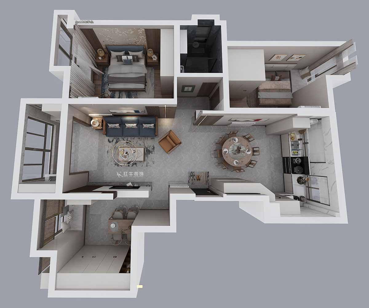 劉萍萍|大發(fā)燕瀾灣1-1108-115㎡-新中式風(fēng)格|3室2廳1衛(wèi)|老房裝修|定制家|全包14