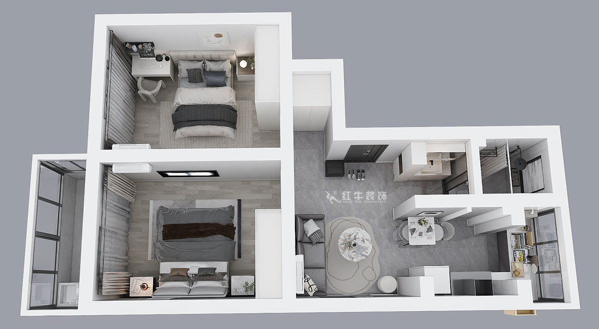 蔣?。H子巷后街20號1-501-60㎡-現(xiàn)代簡約風(fēng)格｜2室1廳1衛(wèi)｜老房裝修｜定制家｜全包9