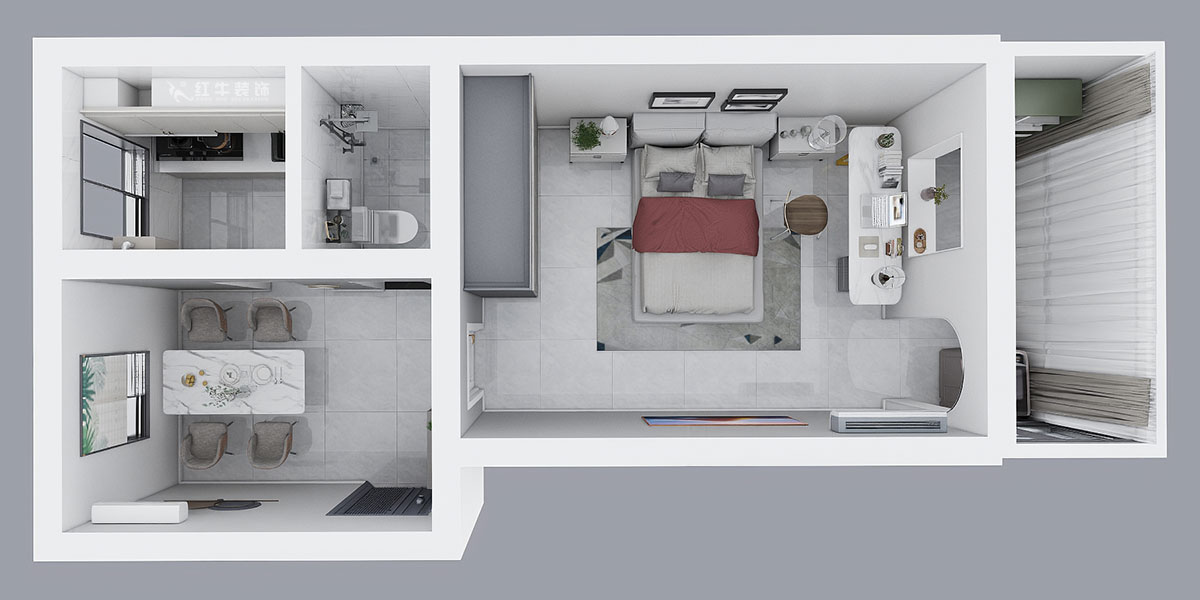 20230216吳波｜汽輪四村15-7-40㎡-現(xiàn)代風格｜1室1廳1衛(wèi)｜舊房裝修｜定制家｜全包8萬｜00_05鳥瞰圖