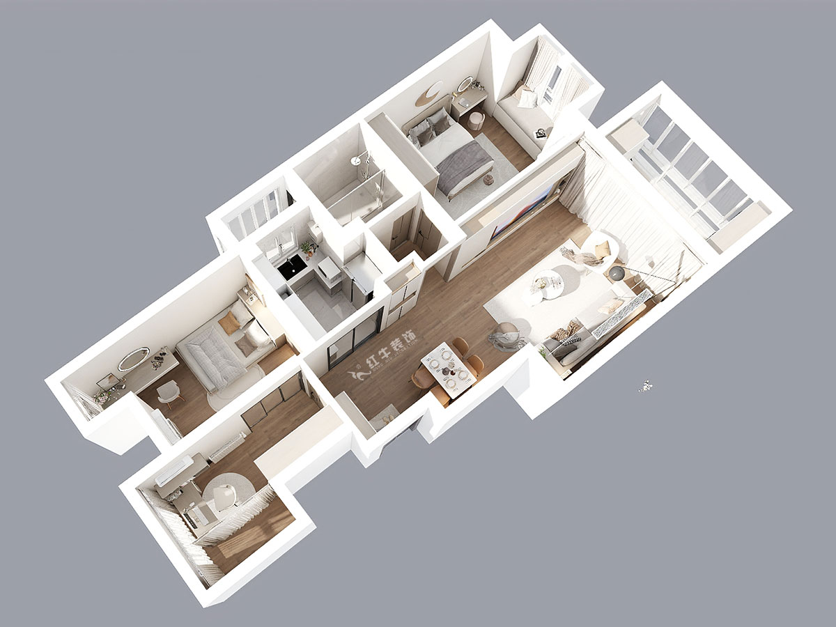 吳波｜紫金華府47-505-94㎡-現(xiàn)代簡約風格｜3室2廳1衛(wèi)｜新房裝修｜定制家｜全包12
