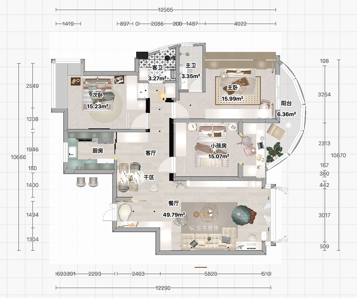 顧娟|翠島花城荷田苑6-101-135㎡-現(xiàn)代簡約風(fēng)格|3室2廳2衛(wèi)|舊房裝修|定制家|全包19萬|00_03平面彩圖