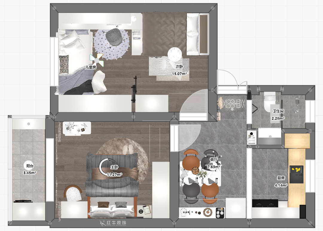 賈庭｜鹽倉(cāng)橋48號(hào)1-402-55㎡-現(xiàn)代風(fēng)格｜2室1廳1廚1衛(wèi)｜老房裝修｜定制家｜全包8