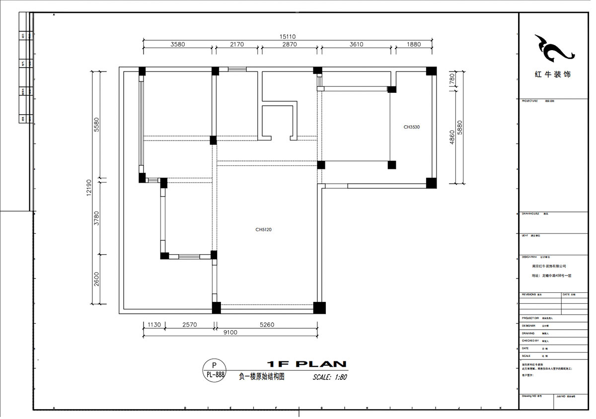 劉小勇｜雅園21-101-390㎡-現(xiàn)代奢華風格｜9室2廳6衛(wèi)｜三層別墅裝修｜定制家｜全包｜00_01負一樓原始結構圖