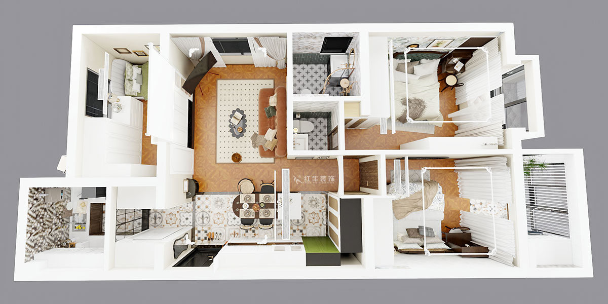 孟憲濤｜觀泓雅苑A區(qū)6-2101-115㎡-法式南洋復(fù)古風(fēng)格｜3室1廳2衛(wèi)｜新房裝修｜定制家｜全包16萬｜00_04鳥瞰圖