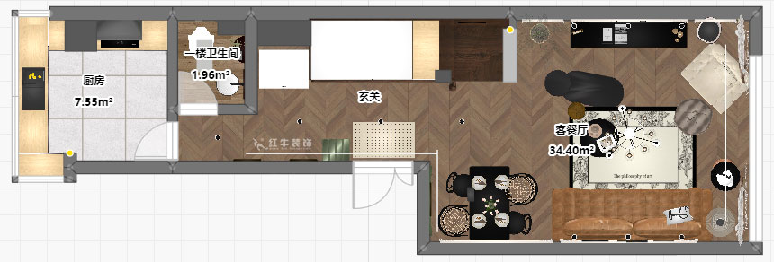 吳波｜翠屏國(guó)際香樟苑-7-404-124㎡-現(xiàn)代風(fēng)格｜3室2廳2衛(wèi)｜二手房裝修｜定制家｜全包17萬(wàn)｜00_05一樓平面彩圖