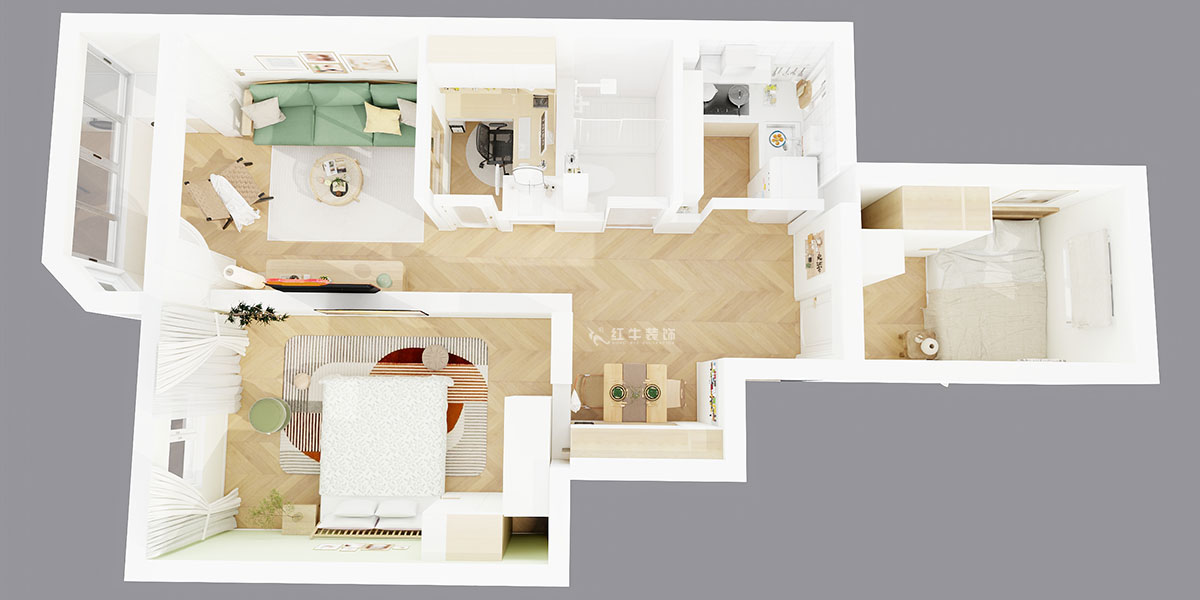 朱明琪|評事街137號3-402-71㎡-原木風(fēng)格|3室2廳1衛(wèi)|老房改造|定制家|全包11萬|00_04鳥瞰圖