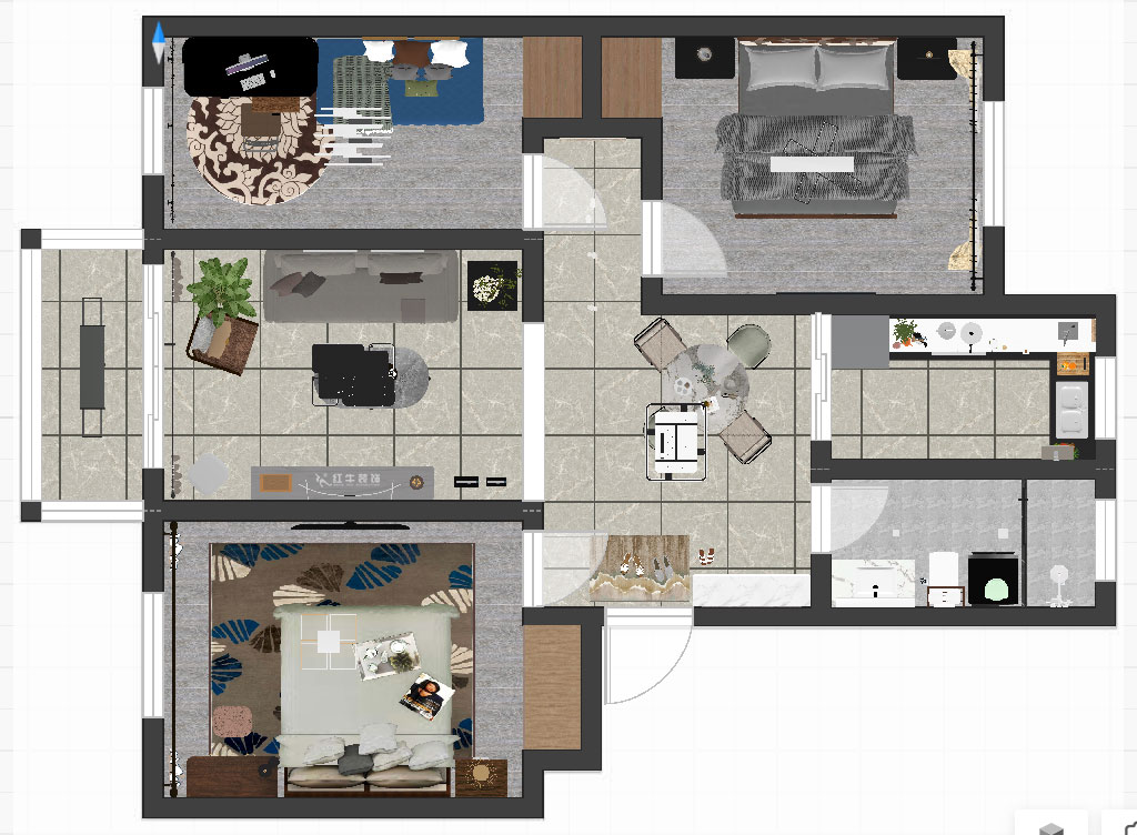 魏利利|明故宮9號(hào)3-402-90㎡-現(xiàn)代簡(jiǎn)約風(fēng)格|3室2廳1衛(wèi)|老房改造|定制家|全包11