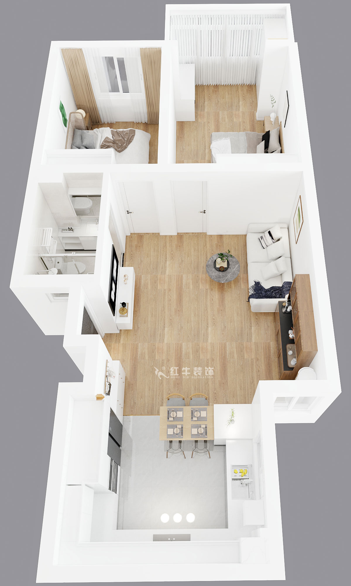 張智猿|泰和園12-606-87㎡-現(xiàn)代風(fēng)格|2室1廳1衛(wèi)|老房裝修|定制家|全包14萬|00_05鳥瞰圖