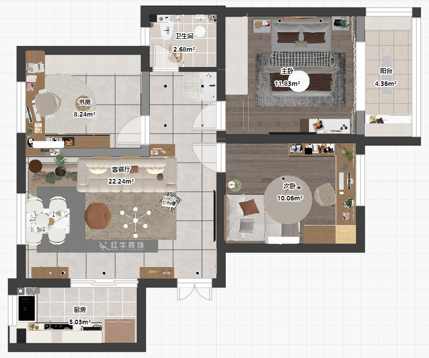 賈庭｜寧康苑24-301-78㎡-現(xiàn)代風格｜3室1廳1廚1衛(wèi)｜老房裝修｜定制家｜全包11