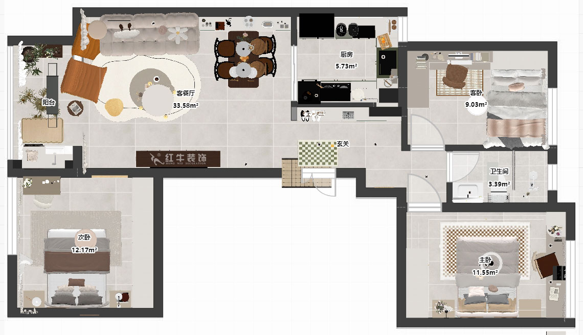 劉小勇|翠屏誠園26-1002-95㎡-現代簡約風格|3室2廳1衛(wèi)|老房裝修|定制家|全包12