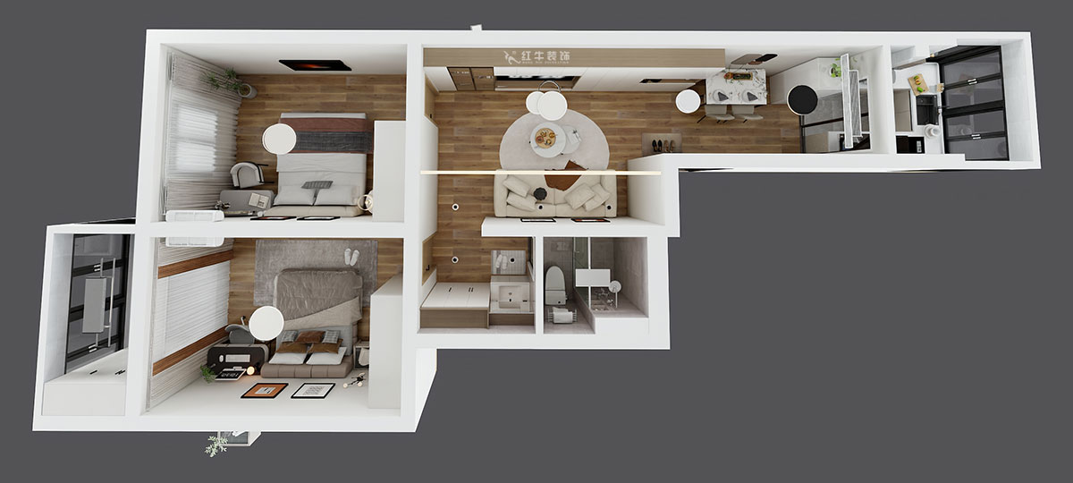 朱彥|東大影壁1號(hào)304-79㎡-簡(jiǎn)約風(fēng)格|2室2廳1衛(wèi)|老房裝修|定制家|全包11萬(wàn)|00_04鳥(niǎo)瞰圖