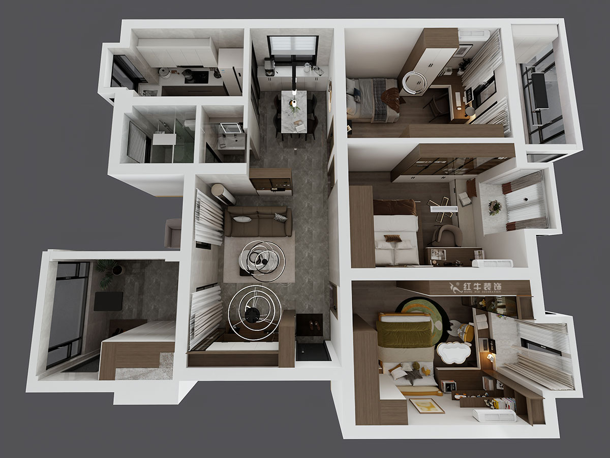 劉小勇|二十八所62-401-100㎡-現(xiàn)代簡約風(fēng)格|3室2廳1衛(wèi)|老房裝修|定制家|全包14萬|00_04鳥瞰圖