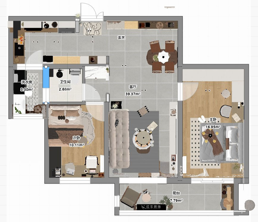 劉萍萍|麒麟山莊27-502-103㎡-現(xiàn)代簡約風格|2室2廳1衛(wèi)|老房裝修|定制家|全包14