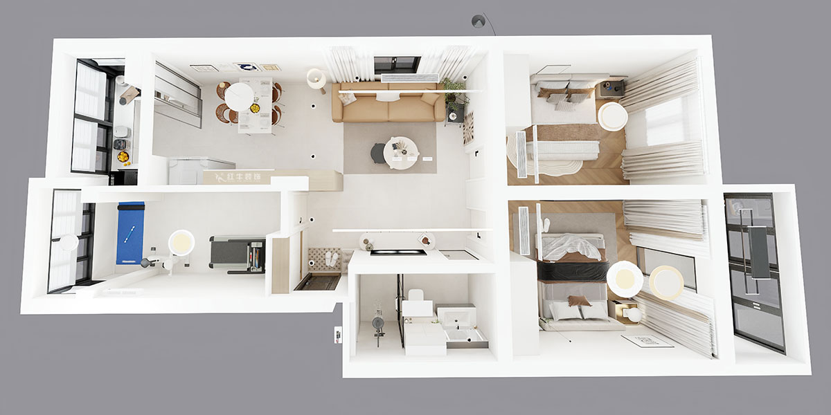 仇美蓉|鐘山山莊23-1-201-87㎡-簡約風(fēng)格|3室2廳1衛(wèi)|老房裝修|定制家|全包12萬|00_04鳥瞰圖