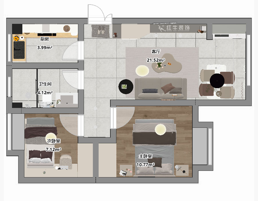 劉曉芳|棠祥南苑1-1304-70㎡-現(xiàn)代風(fēng)格|2室2廳1衛(wèi)|新房裝修|定制家|全包11