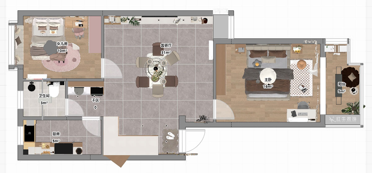 朱明琪|一品嘉園1-29-606-89㎡-現(xiàn)代簡約風(fēng)格|2室1廳1衛(wèi)+閣樓|老房裝修|定制家|全包13萬|00_03平面彩圖