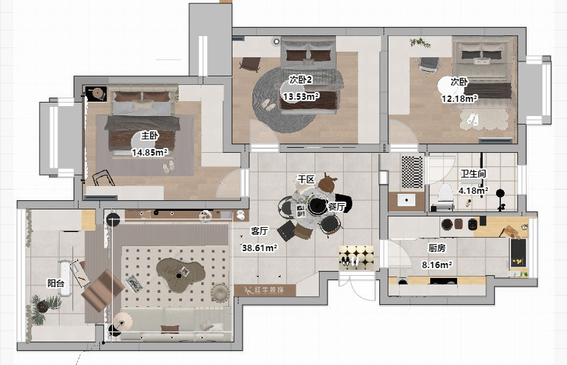 劉萍萍|城開怡家1-2-1004-113㎡-奶油風(fēng)格|3室2廳1衛(wèi)|老房裝修|婚房裝修|定制家|全包14