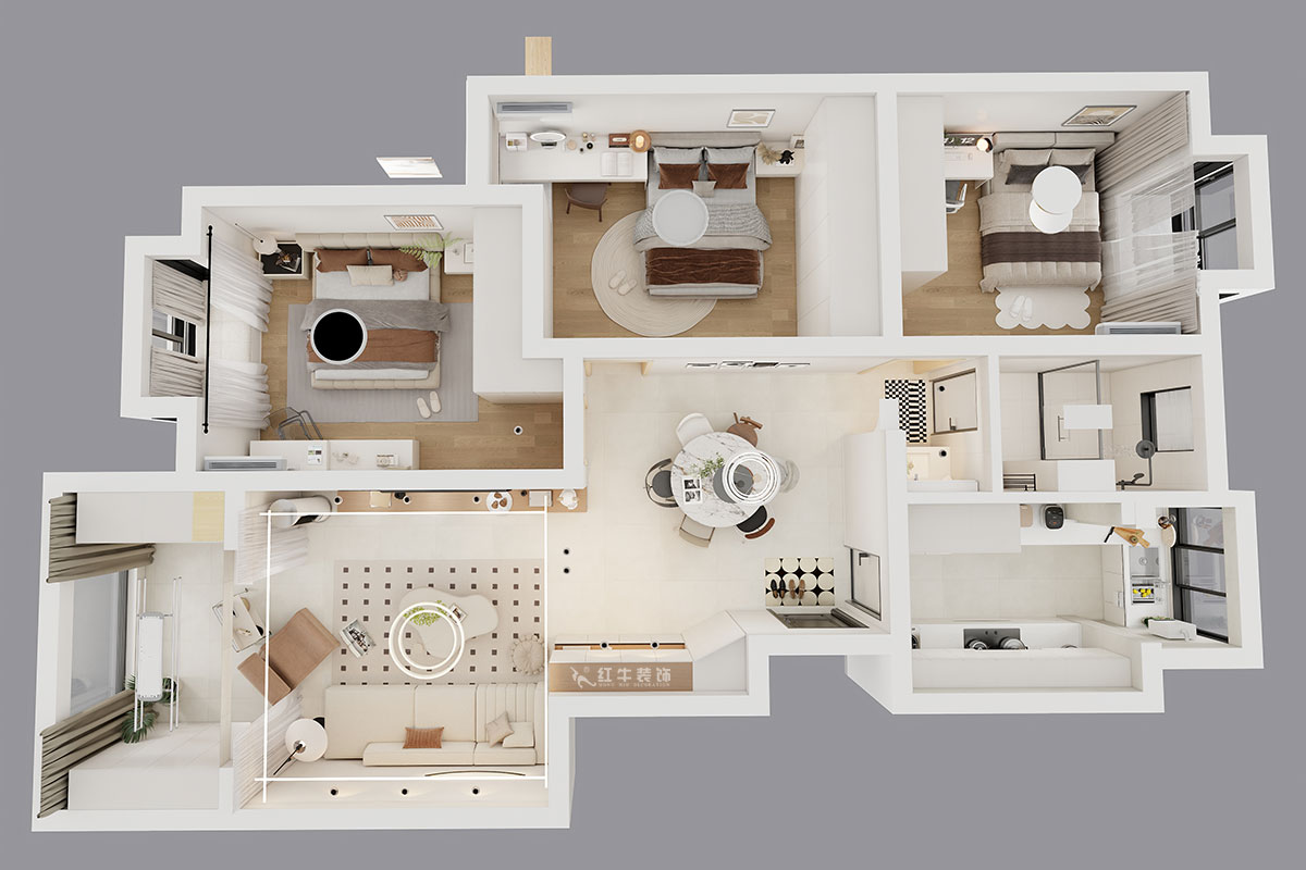 劉萍萍|城開怡家1-2-1004-113㎡-奶油風(fēng)格|3室2廳1衛(wèi)|老房裝修|婚房裝修|定制家|全包14