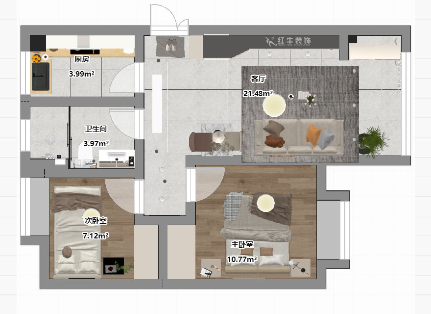 劉曉芳|棠祥南苑1-1804-70㎡-現(xiàn)代風(fēng)格|2室2廳1衛(wèi)|新房裝修|定制家|全包10