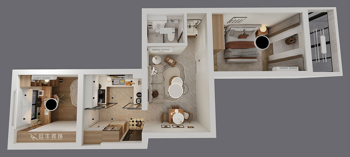 朱明琪|安德里230號(hào)3-501-60㎡-輕法式原木風(fēng)|2室1廳1衛(wèi)|老房裝修|定制家|全包9萬|00_04鳥瞰圖