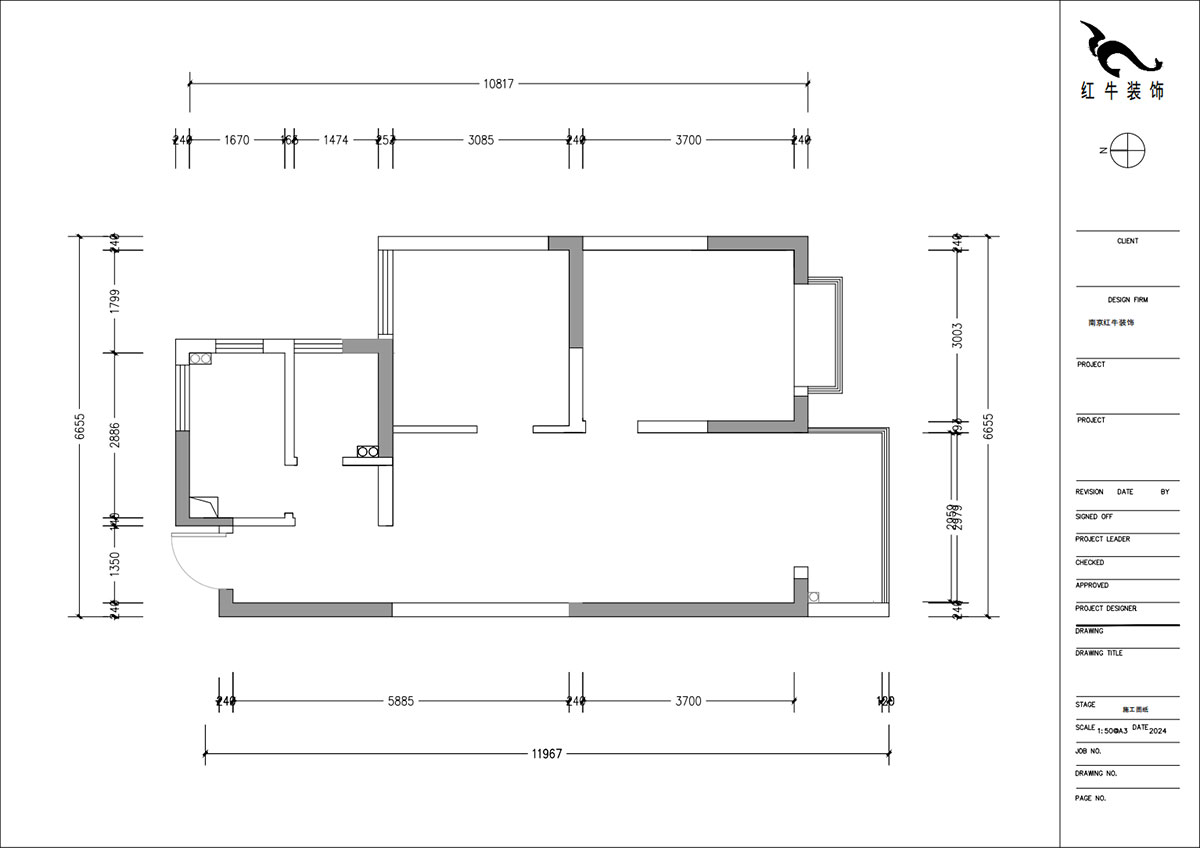朱明琪|觀泓雅苑B區(qū)2-2005-83㎡-原木風(fēng)格|2室1廳1衛(wèi)|新房裝修|定制家|全包11萬|00_01原始結(jié)構(gòu)圖