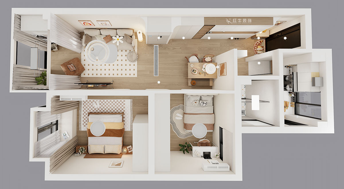 朱明琪|觀泓雅苑B區(qū)2-2005-83㎡-原木風(fēng)格|2室1廳1衛(wèi)|新房裝修|定制家|全包11萬|00_04鳥瞰圖