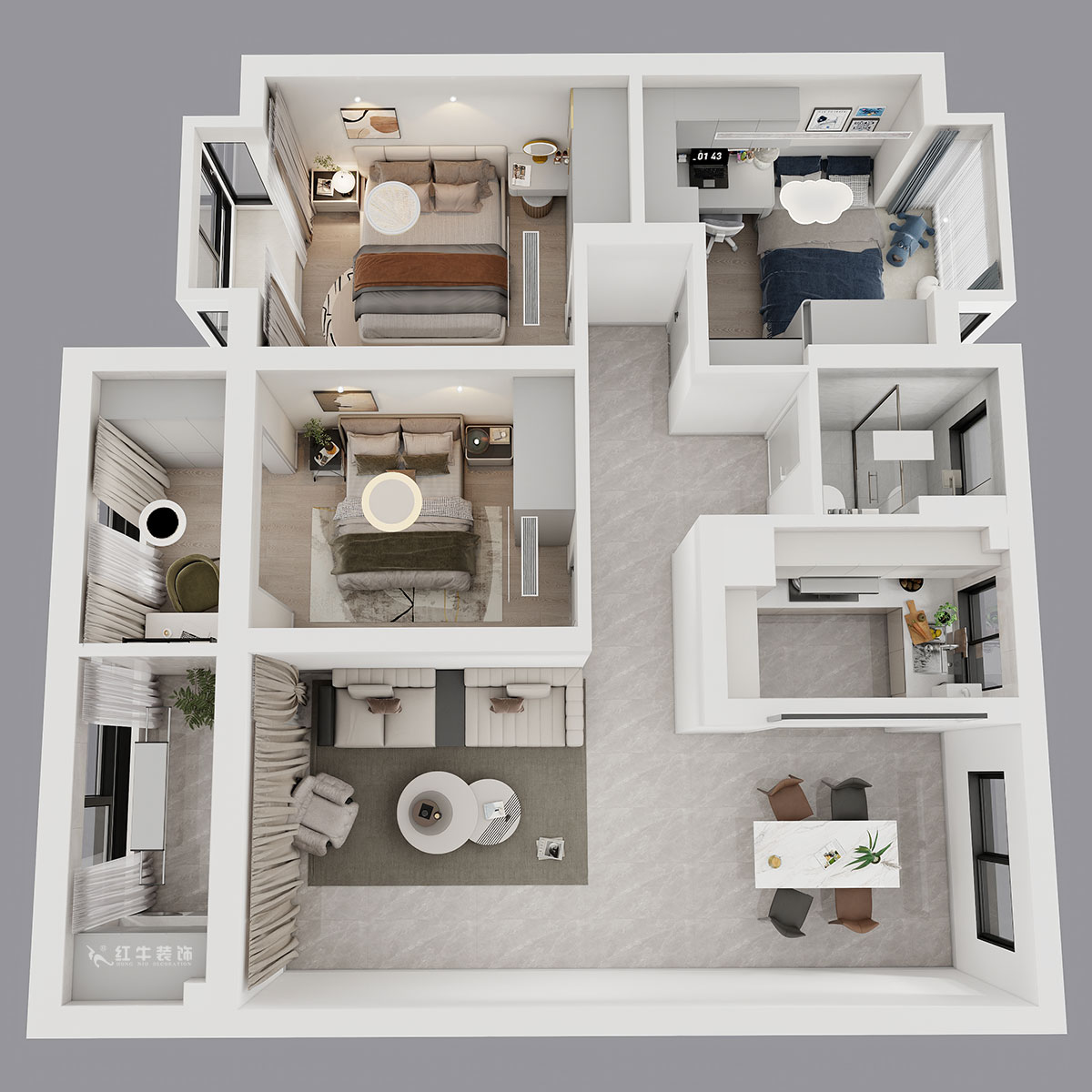 賈庭｜金沙璟園4-2104-100㎡-新中式風(fēng)格｜3室2廳1廚1衛(wèi)｜毛坯裝修｜定制家｜全包13