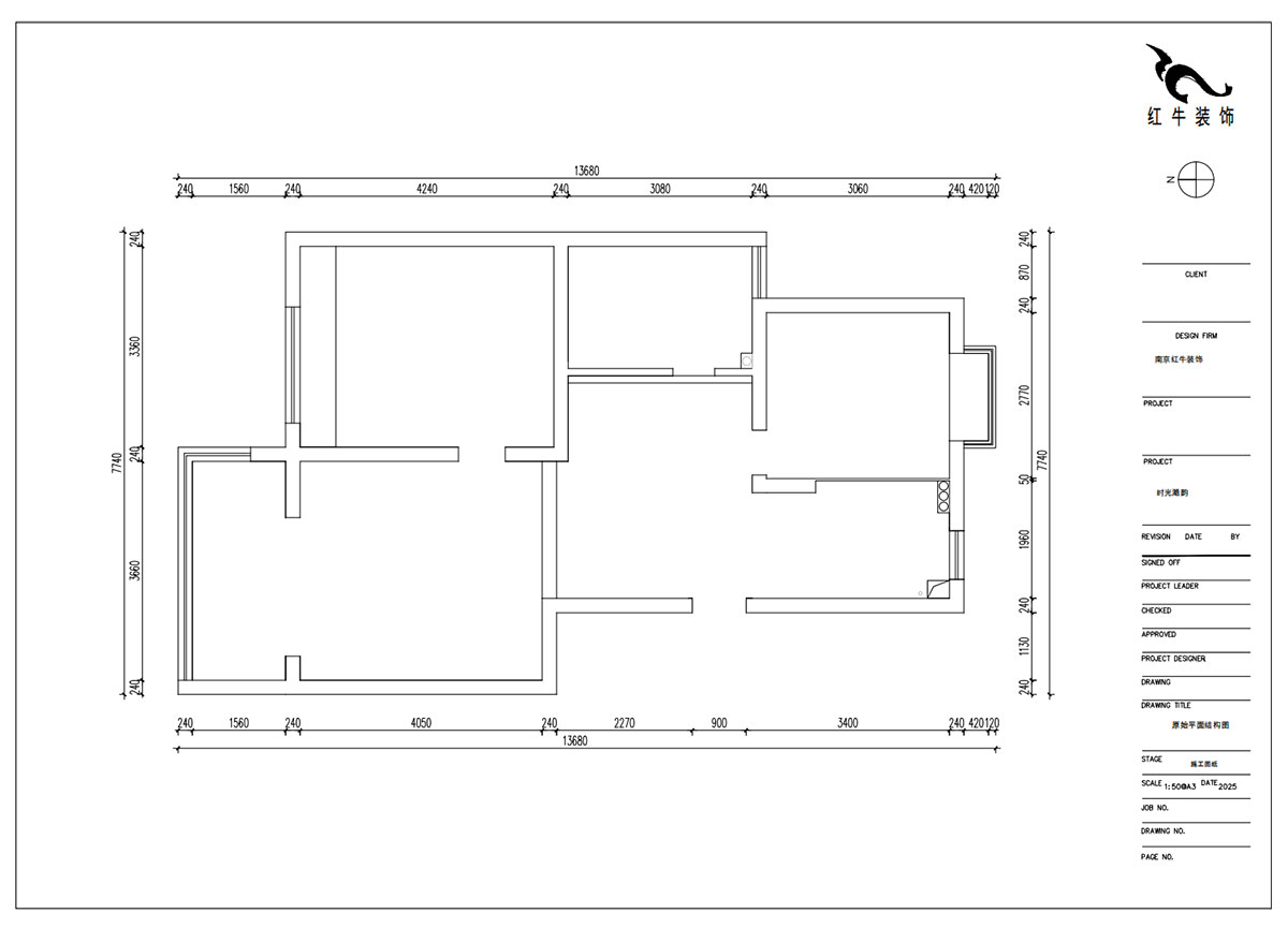 朱明琪|時光澔韻3-2-902-90㎡-現(xiàn)代中古風|2室2廳1衛(wèi)|老房裝修|定制家|全包13萬|00_01原始結構圖