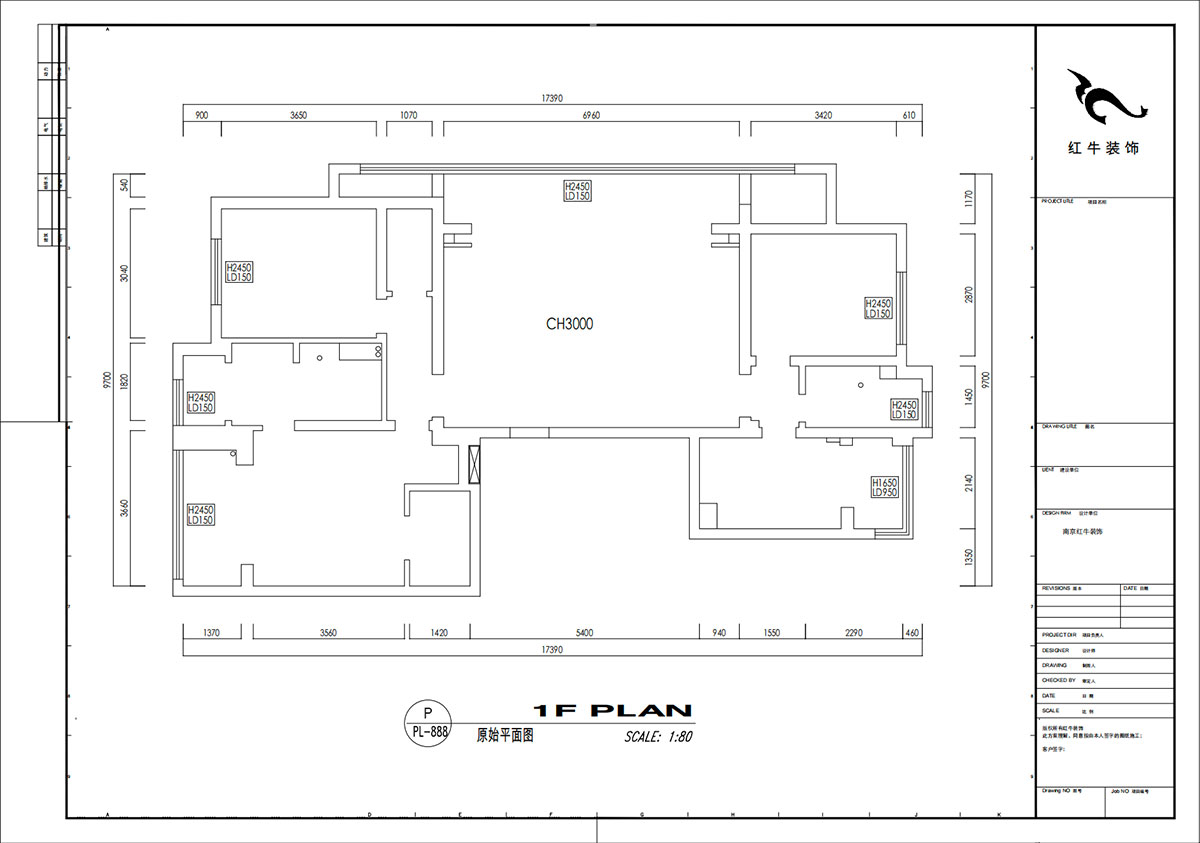 劉小勇|翠屏誠園北區(qū)5-702-138㎡-現(xiàn)代黑白灰風格|3室2廳2衛(wèi)|老房裝修|定制家|全包19萬|00_01原始結(jié)構(gòu)圖
