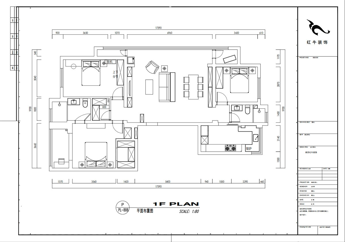 劉小勇|翠屏誠園北區(qū)5-702-138㎡-現(xiàn)代黑白灰風格|3室2廳2衛(wèi)|老房裝修|定制家|全包19萬|00_02平面布置圖