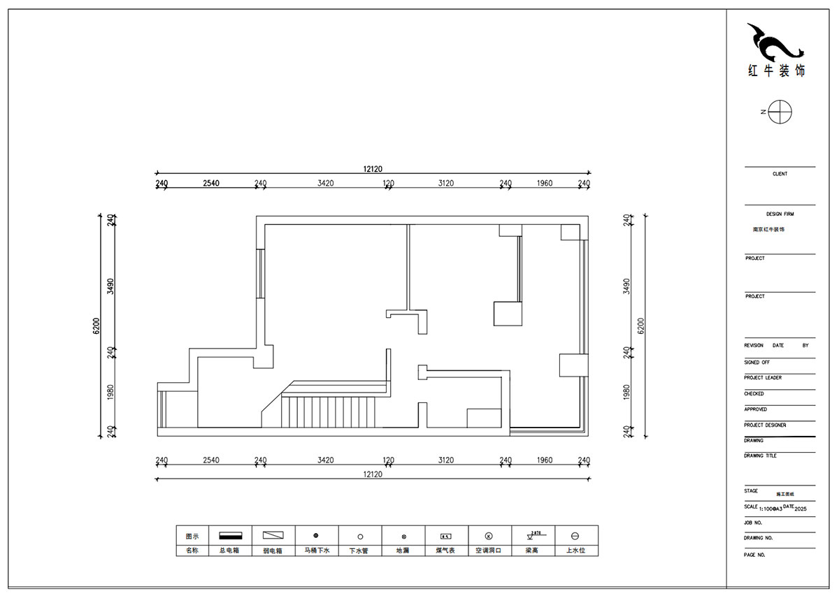 朱明琪|萊茵鉑郡922室-69㎡-原木風格|復式|loft公寓|2室2廳2衛(wèi)|老房裝修|定制家|全包12萬|00_03二樓原始結構圖