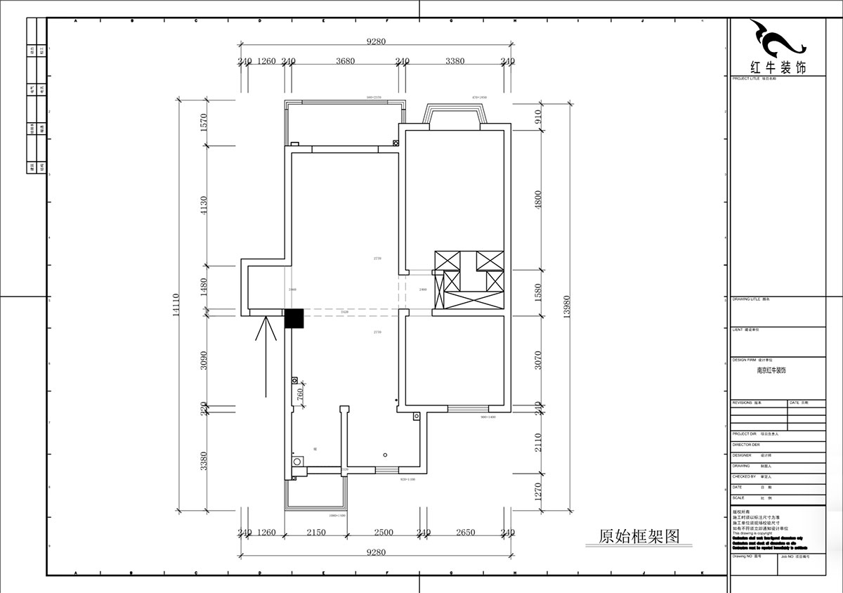 蔣琛｜香榭里8-2-902-100㎡-現(xiàn)代簡約風(fēng)格｜2室2廳1衛(wèi)｜老房裝修｜定制家｜全包14萬｜00_01原始框架圖