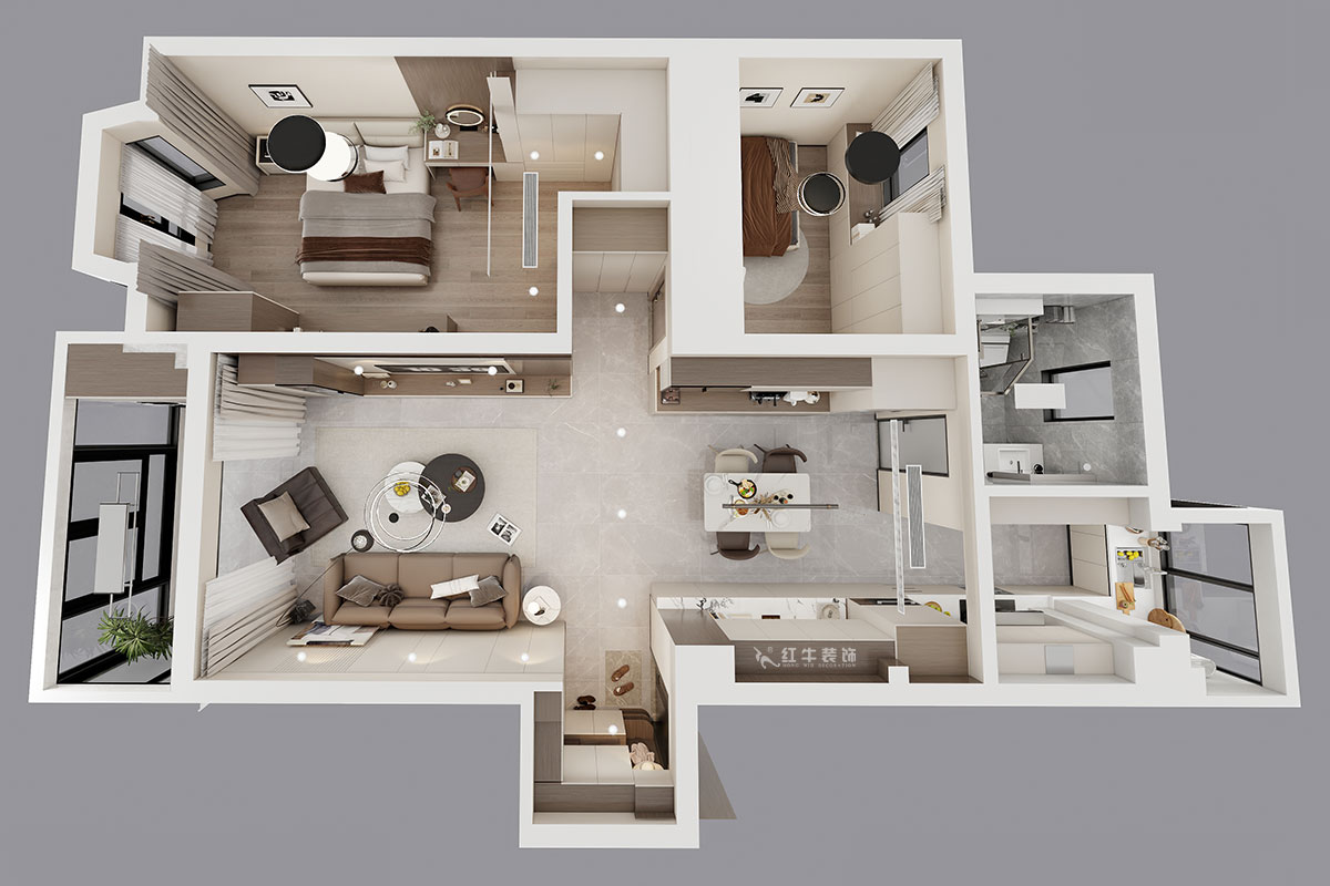 蔣琛｜香榭里8-2-902-100㎡-現(xiàn)代簡約風(fēng)格｜2室2廳1衛(wèi)｜老房裝修｜定制家｜全包14萬｜00_04鳥瞰圖