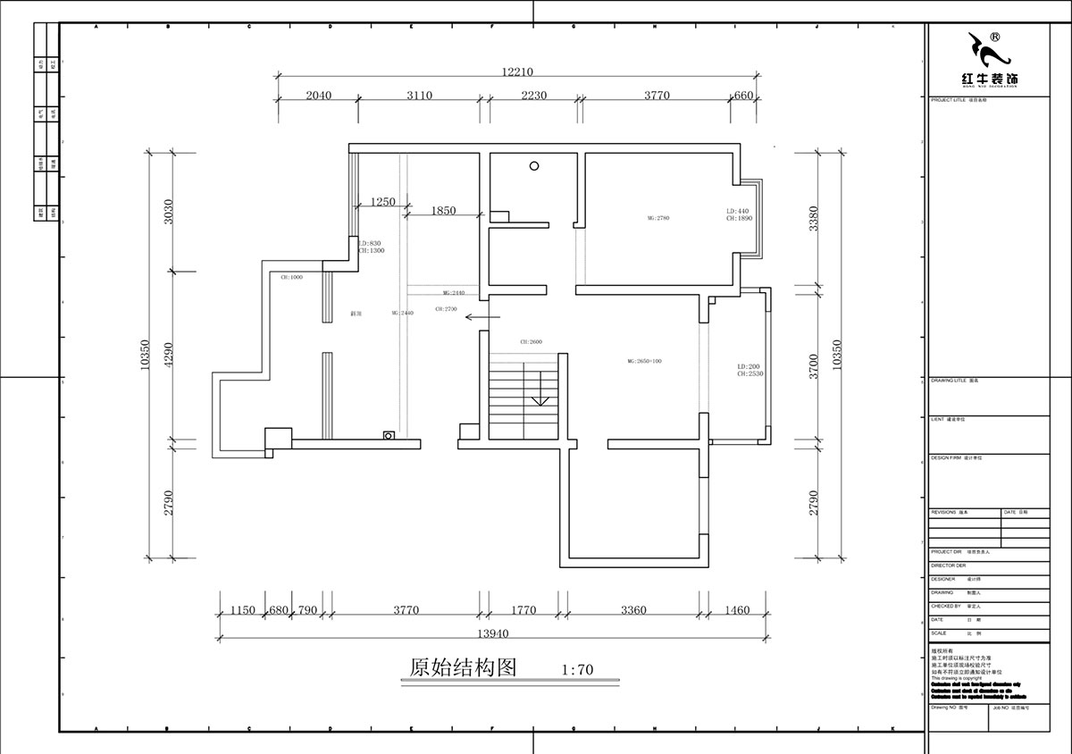 蔣?。汩坷?-3-1101-260㎡-現(xiàn)代簡(jiǎn)約風(fēng)格｜4室3廳2衛(wèi)｜老房裝修｜定制家｜全包29萬｜00_02二層原始結(jié)構(gòu)圖